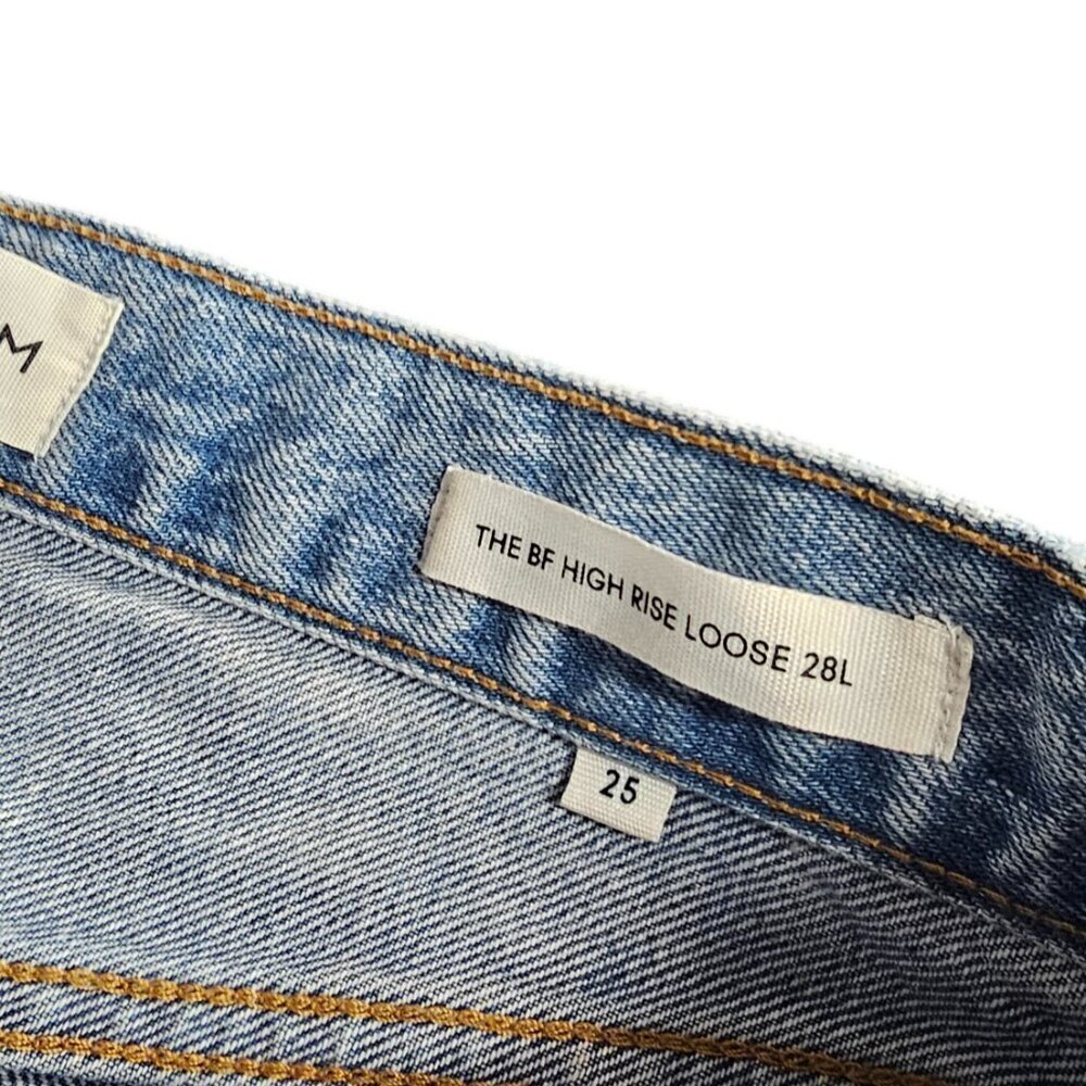 Denim Forum The BF High Rise Loose Jeans, Button Fly, Blue, Cotton, Relaxed, 25 - Picture 3 of 11